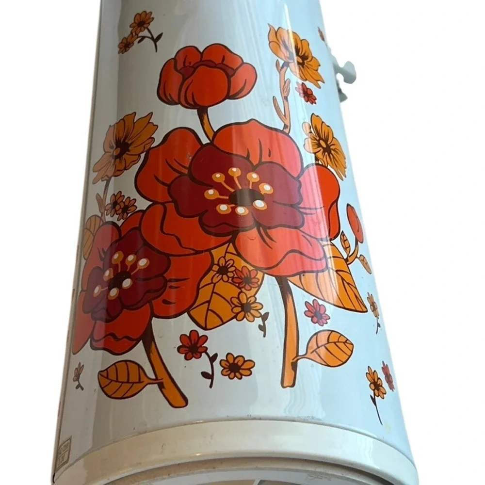 Vintage 70's‎ Yacht Thermal Air Pump Pot Floral Thermos Beverage Dispenser
